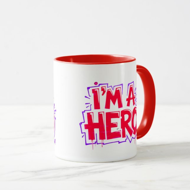 I’m a Hero Graffiti Bold Neon Street Art Statement Mugg (Framsida höger)