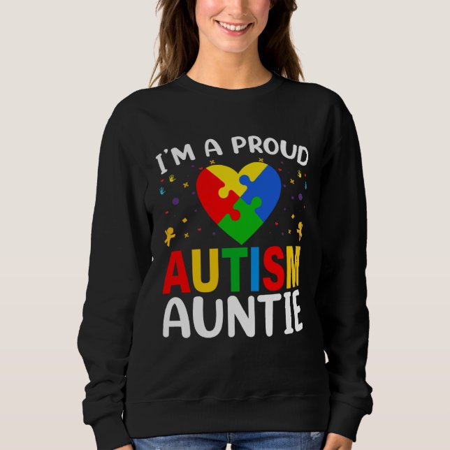 I m a Proud Autism Aunt Autism Awareness Puzzle Pi T Shirt (Framsida)