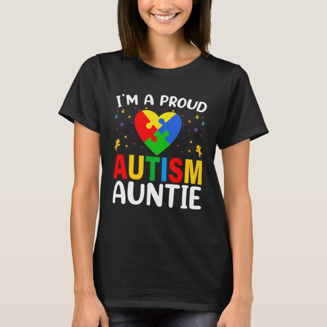 I m a Proud Autism Aunt Autism Awareness Puzzle Pi T Shirt (Framsida)