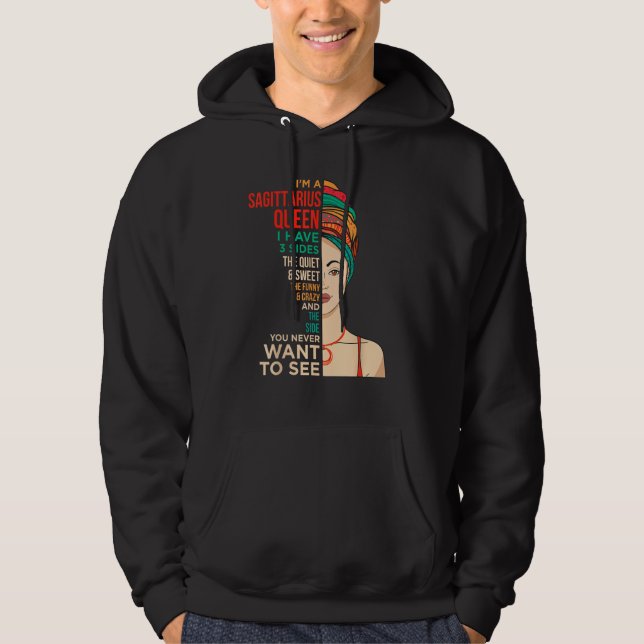 I m A Sagittarius Queen Melanin Black Women Horosc Hoodie (Framsida)