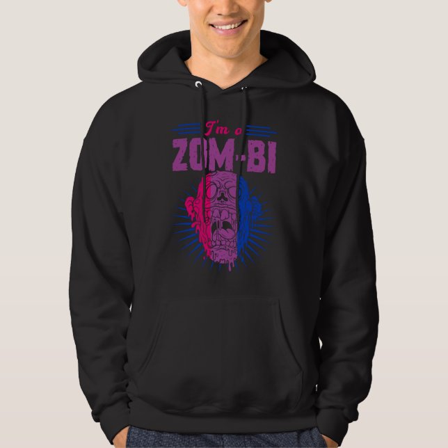 I m A Zom Bi Bisexual Zombie Pride Scary Halloween Hoodie (Framsida)