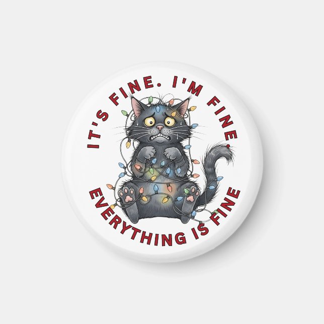 I’m Fine Everything Is Fine Funny Christmas Cat Magnet (Framsidan)