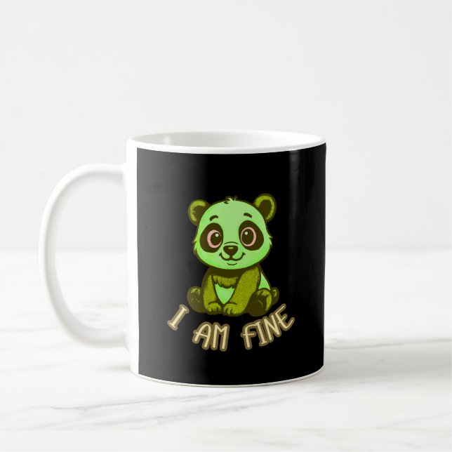 I’m Fine Panda Cartoon Funny Everyday Mood Coffee Kaffemugg (Vänster)