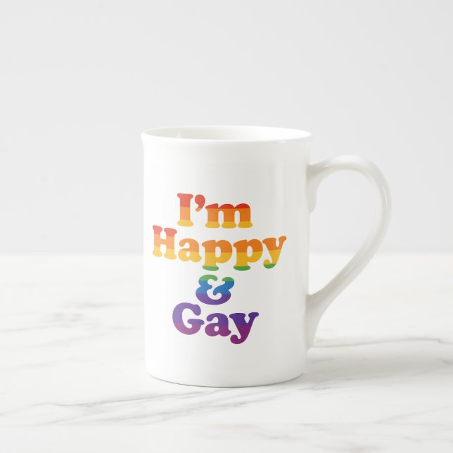 “I’m Happy & Gay” Mug – Bold Pride Latte Cup  Benporslin Mugg (Höger)