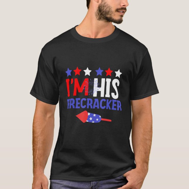 I m His Firecracker Cute 4th Of July Couple T Shirt (Framsida)