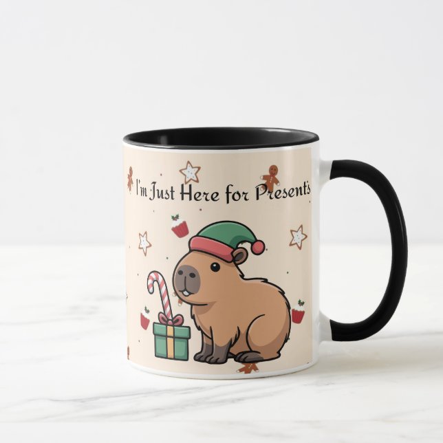 I’m Just Here for the Presents | Cute Capybara Chr Mugg (Höger)