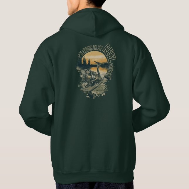 I’m Living in My | Funny Fisherman Gift | Outdoor  Hoodie (Baksida)