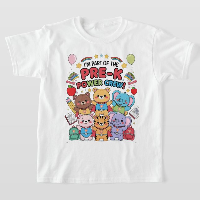 "I’m Part of the Pre-K Power Crew!" – Kids T Shirt (Laydown)