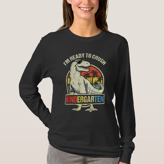 I m Ready To Crush Kindergarten Dinosaur Boys Back T Shirt (Framsida)