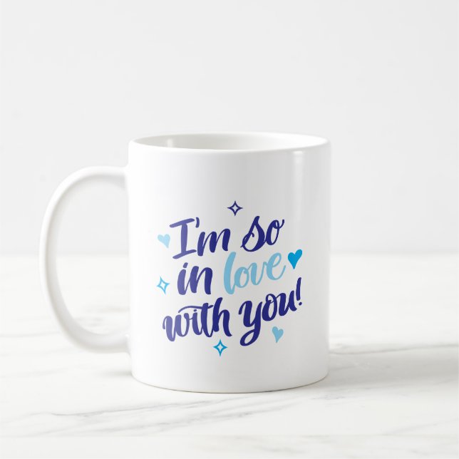 I’m So In Love With You Navy & Aqua Mug Kaffemugg (Vänster)