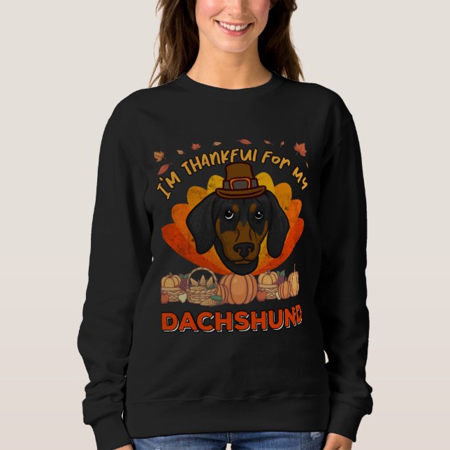 I m Thankful For My Dachshund Cute Thanksgiving T Shirt (Framsida)