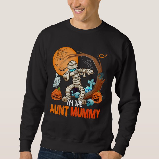 I m The Aunt Mummy Halloween Dabbing Mummy  Family Lång Ärmad Tröja (Framsida)