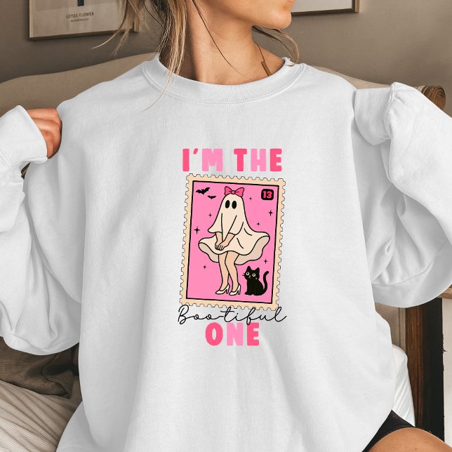 I’m the Bootiful One Cute Ghost Halloween Design | T Shirt (Funny Ghost design Feminine Woman girlfriend gift shirt Halloween)