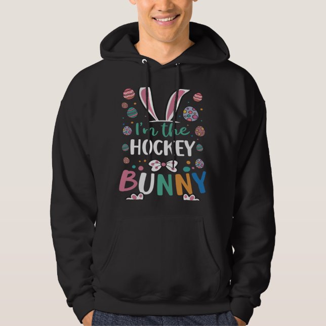 I m The Hockey Bunny Festival Easter Egg Rabbit Ea Hoodie (Framsida)