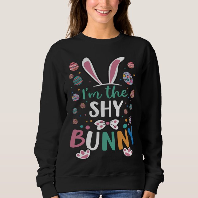 I m The Shy Bunny Festival Easter Egg Rabbit Ears T Shirt (Framsida)