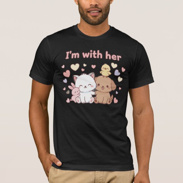 I’m with Her – Matching Valentine’s Day Couple T Shirt (Framsida)