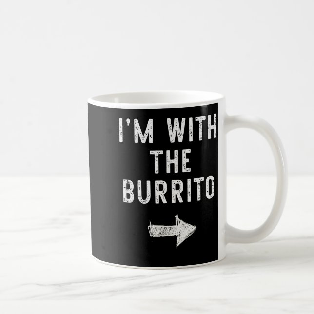 I’m With The Burrito Funny Halloween Couple Costum Kaffemugg (Höger)