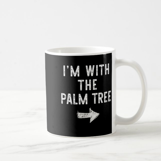 I’m With The Palm Tree Funny Halloween Couple Cost Kaffemugg (Höger)