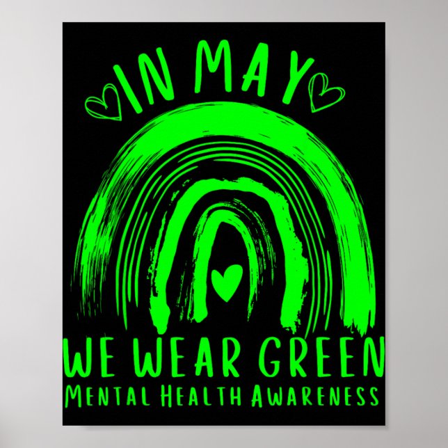 I maj bär vi grönt medvetenhet om psykisk hälsa 2  poster (Framsidan)