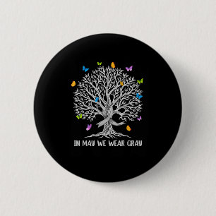 I maj Bära Grått Brain Cancer Awareness Butterf Knapp