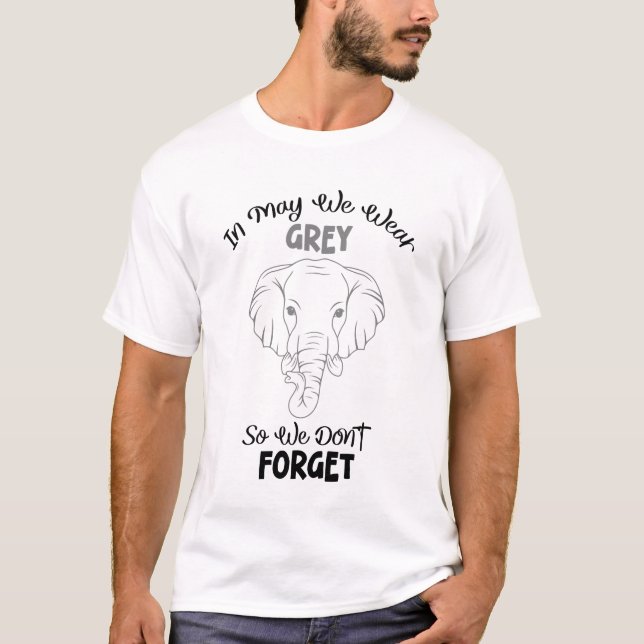 I maj Bära Grått, Grått Cancer Elephant T-Shirt (Framsida)