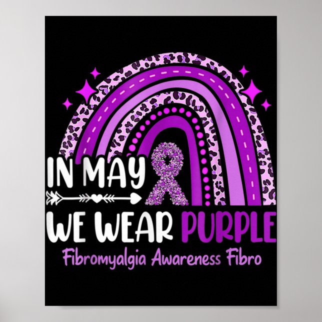 I maj Bära Lila Rainbow Fibromyalgia Awarene Poster (Framsidan)