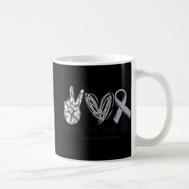 I maj Bäror vi Grått Brain Cancer Awareness Månad Kaffemugg (Höger)