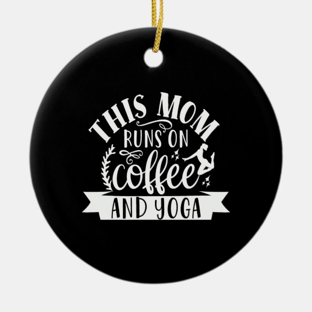 i mamma springa på kaffe och yoga julgransprydnad keramik (Framsidan)