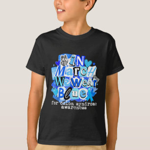 I mars bär blått för kolorektalcancer medvetenhet t shirt