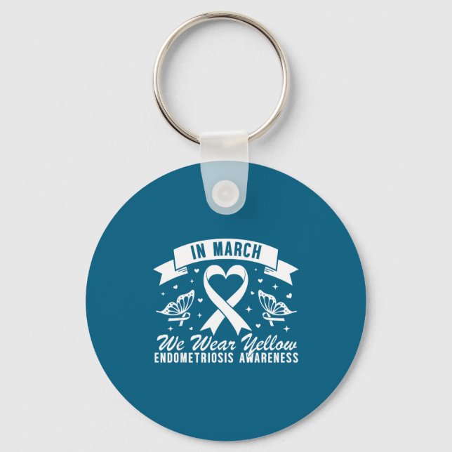I mars bär gul fjäril endometriosis nyckelring (Framsida)