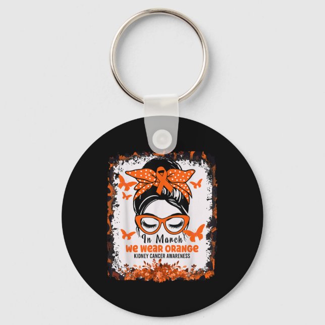 I mars Bära Orange Kidney Cancer Awareness Me Nyckelring (Framsida)