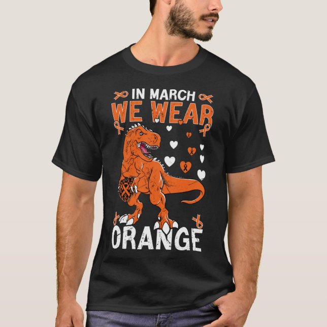 I mars Bära Orange Rex Många Sclerosis MS T Shirt (Framsida)