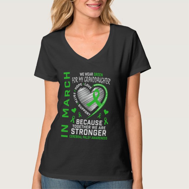 I Mars Har Vi Grönt Barnbarn Cerebral Pares T Shirt (Framsida)