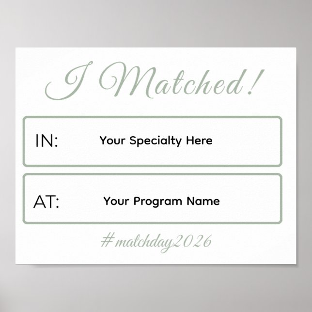 I Matched Sign | Personalized Medical School Poster (Framsidan)