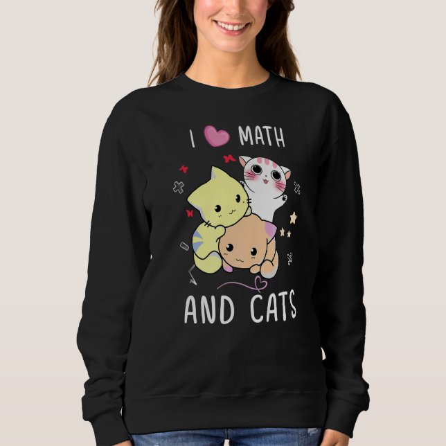 I Math and Cats matematics cat numbers form T Shirt (Framsida)