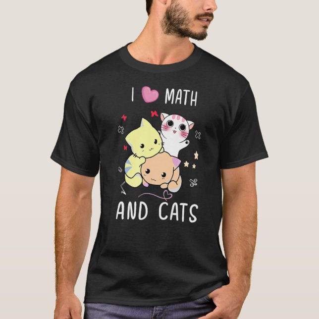 I Math and Cats matematics cat numbers form T Shirt (Framsida)