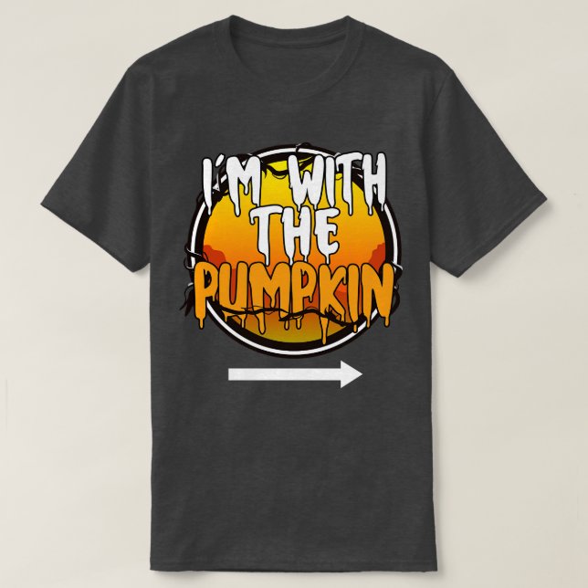 I med Pumpkin Funny Lazy Halloween Costume L. T Shirt (Design framsida)