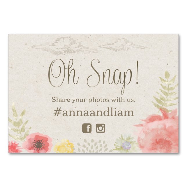 I mediekortet Meadow Summer Bröllop social Bordsnummer (Framsidan)