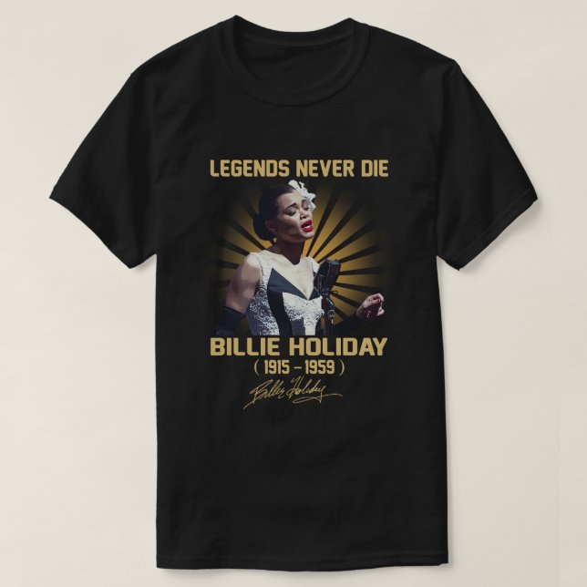I Memorials Billie Helgdag Music Legend T Shirt (Design framsida)