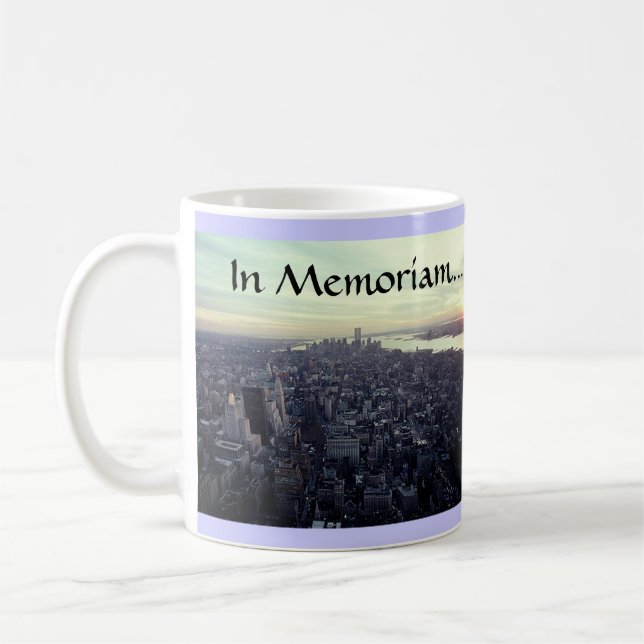 I Memoriam i minne av tvillingbröder WTC NYC Kaffemugg (Vänster)