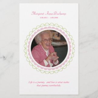 I Memoriam Loving Memory Funeral Photo Hand Out Flygblad