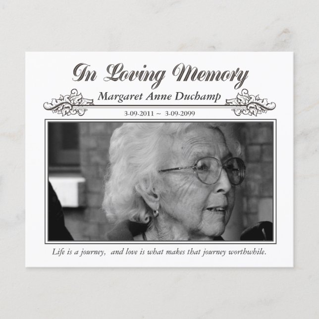 I Memoriam Loving Memory Funeral Photo Hand Out Flygblad (Framsidan)