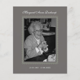 I Memoriam Memory Dödsmeddelande Photo Flygblad