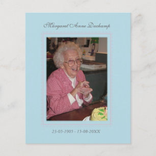 I Memoriam Memory Dödsmeddelande Photo Flygblad
