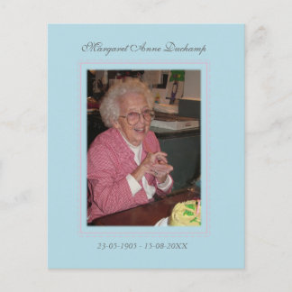 I Memoriam Memory Dödsmeddelande Photo Flygblad