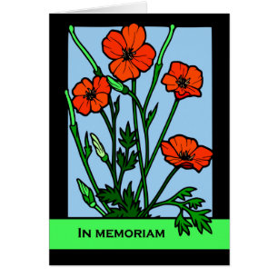I Memoriam Red Poppies Loving Memories Verse Hälsningskort