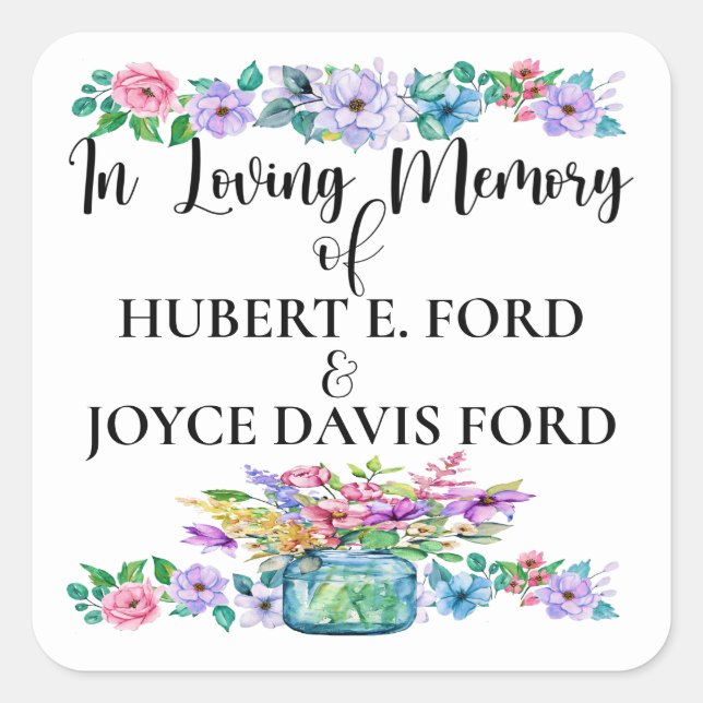 I Memoriam Sticker Fyrkantigt Klistermärke (Framsida)