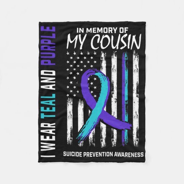 I Memory Cousin Suicide Awareness Prevention Amer Fleecefilt (Framsidan)