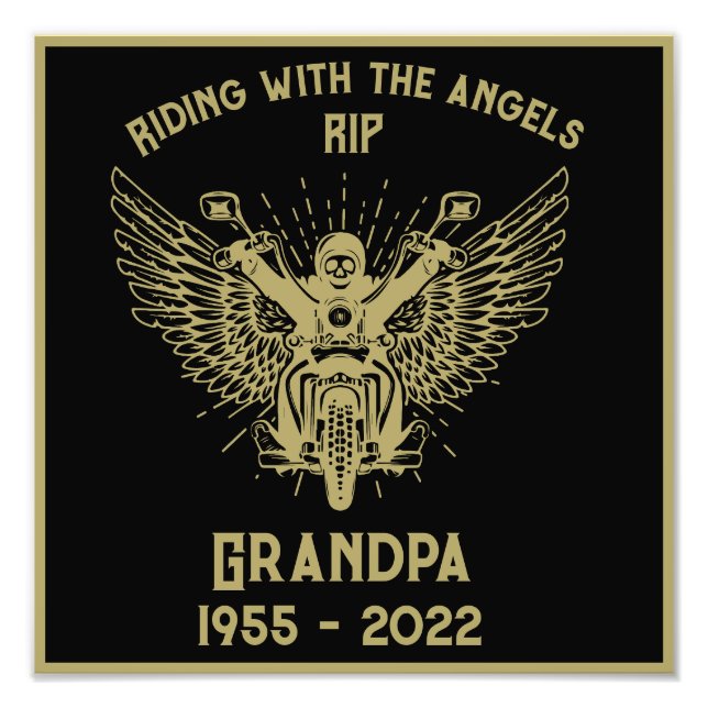 I Memory Motorcykel Rider Funeral Fototryck (Framsidan)