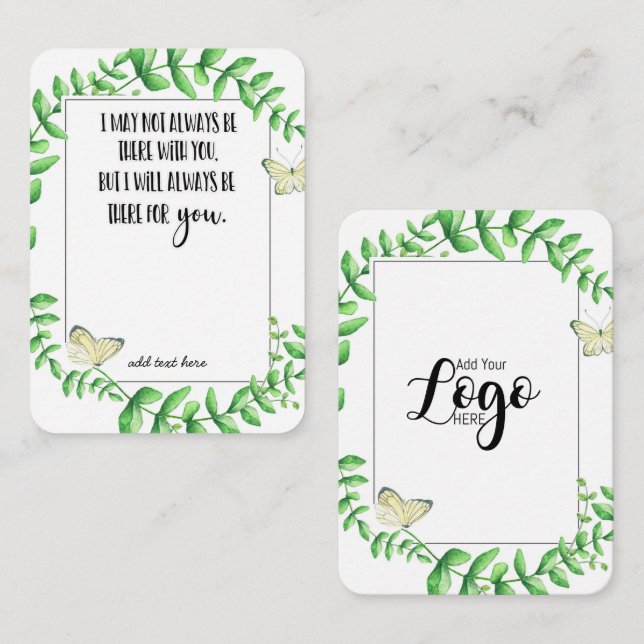 I Memory Sympathy Memorial Angel keepsakpresenten Visitkort (Fram/baksida)